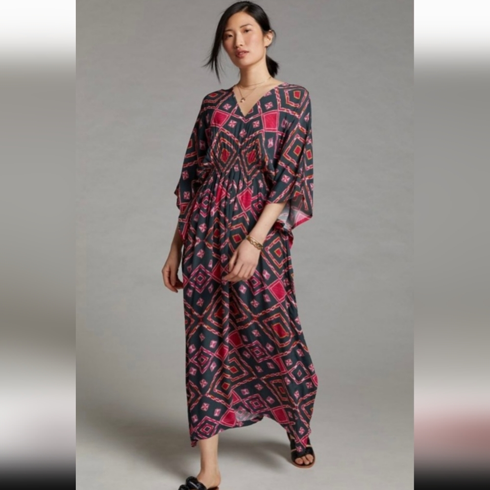 RUJUTA SHETH 🔸 ANTHROPOLOGIE Geometric Print Caftan Dress